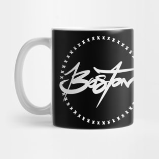 Boston White Letters Mug